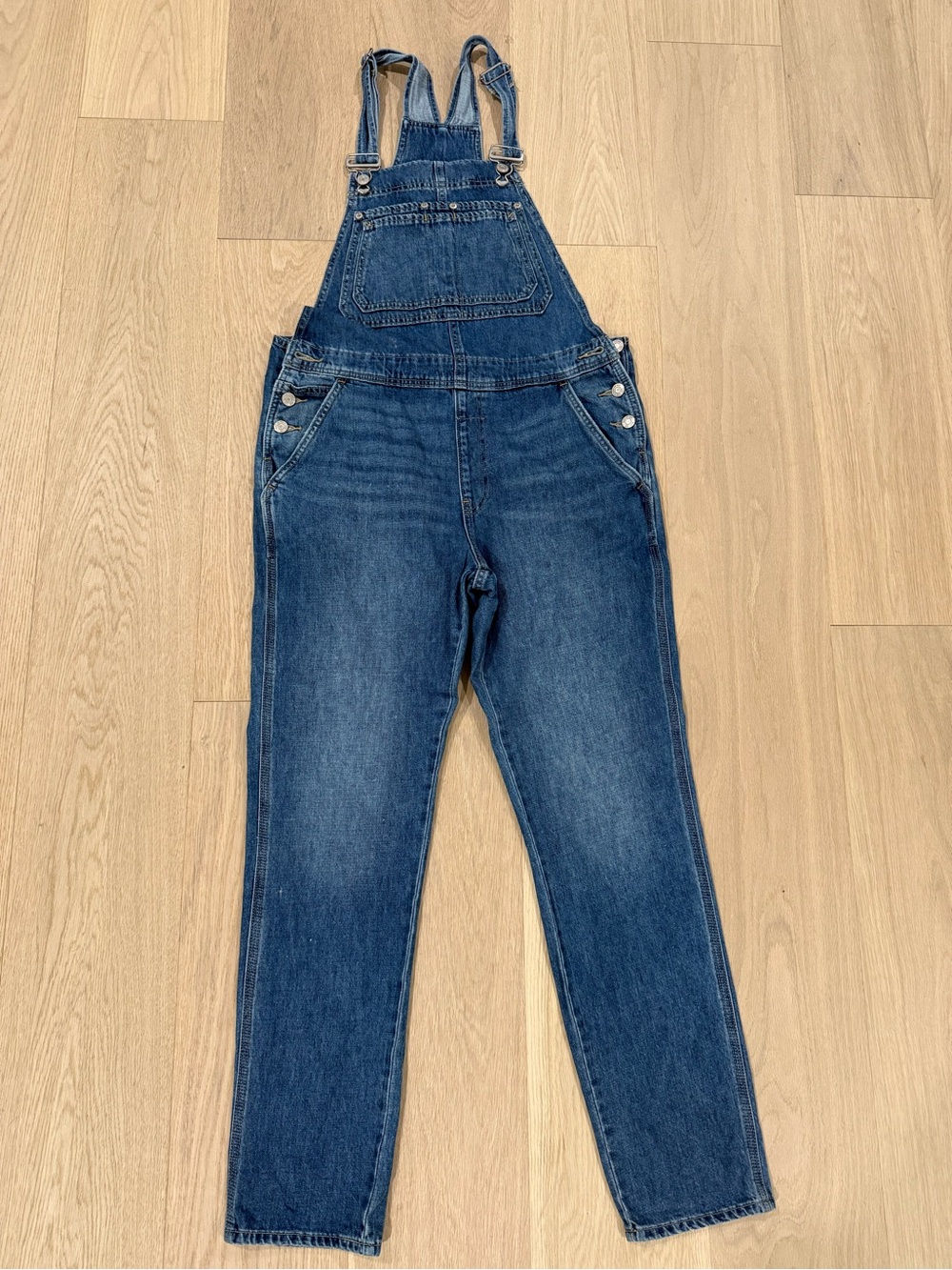 GAP Classic Blue Denim Overalls for Women - Blue-Small Tall